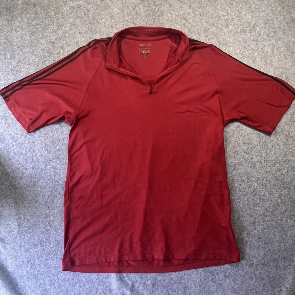 Adidas Climalite Quarter-Zip Pullover XL Red Three Stripe Athletic